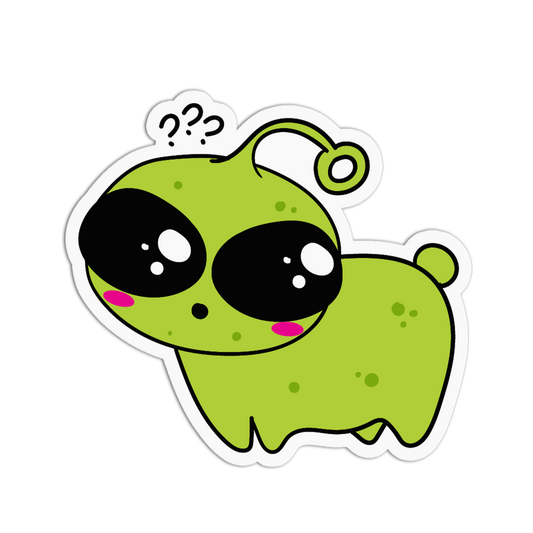 Confused Crawling Chibi Alien Sticker