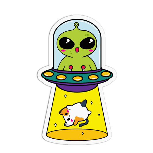 UFO Abduction Chibi Alien Sticker