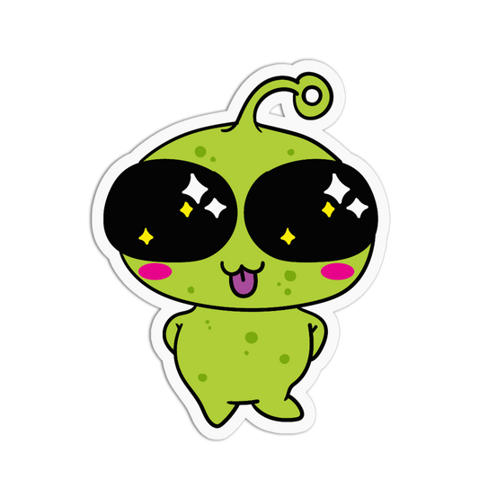 Playful Winking Chibi Alien Sticker