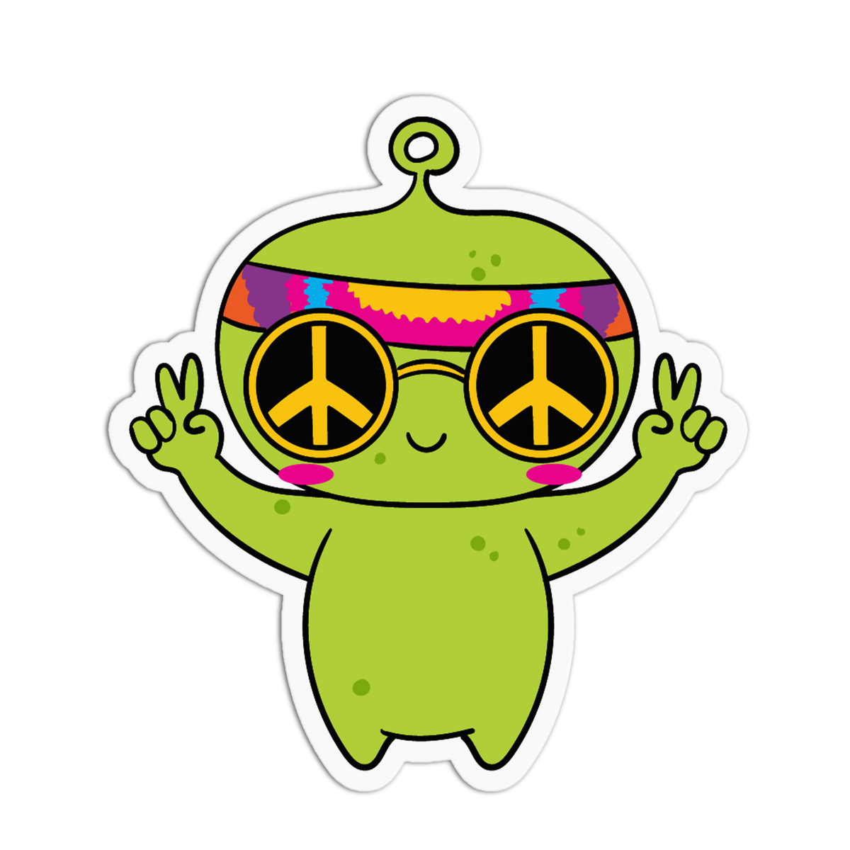 Peaceful Hippie Chibi Alien Sticker