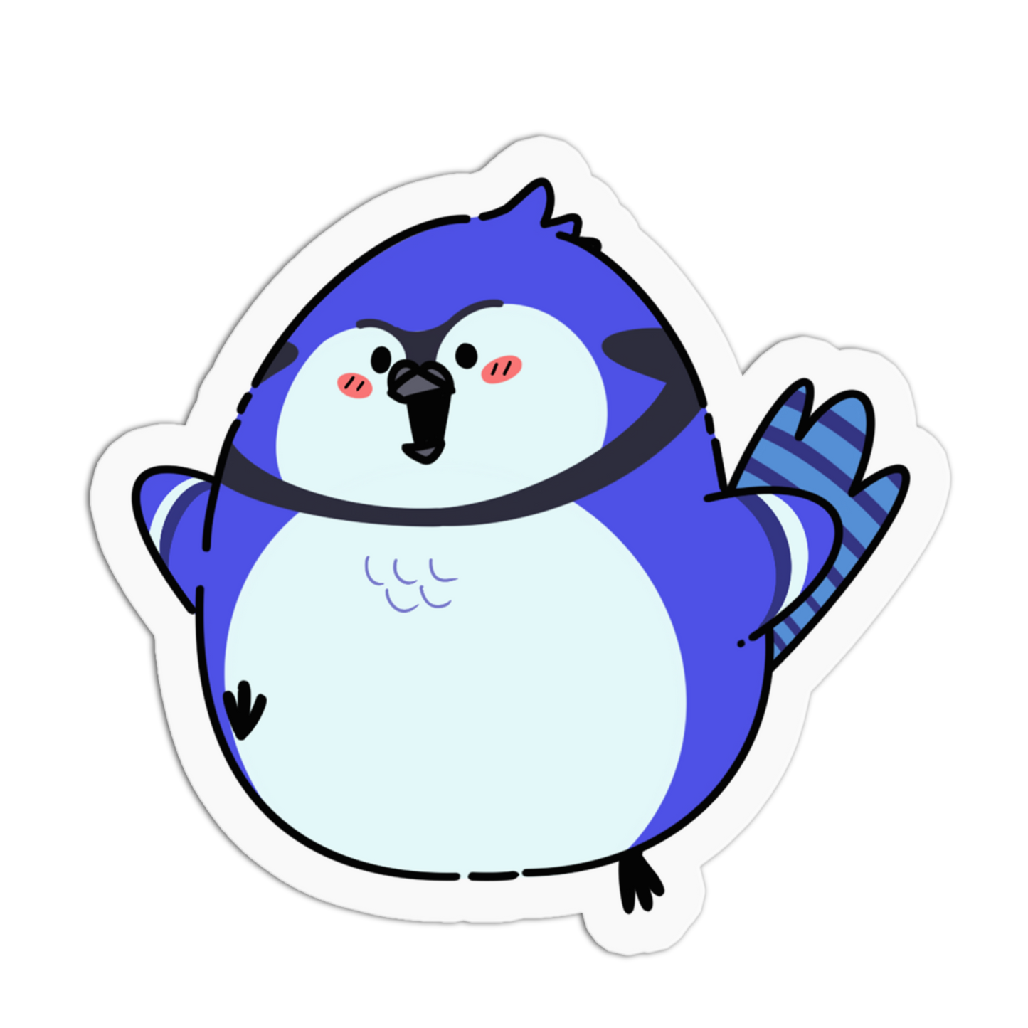 Cartoon penguin with a surprised expression on a white background