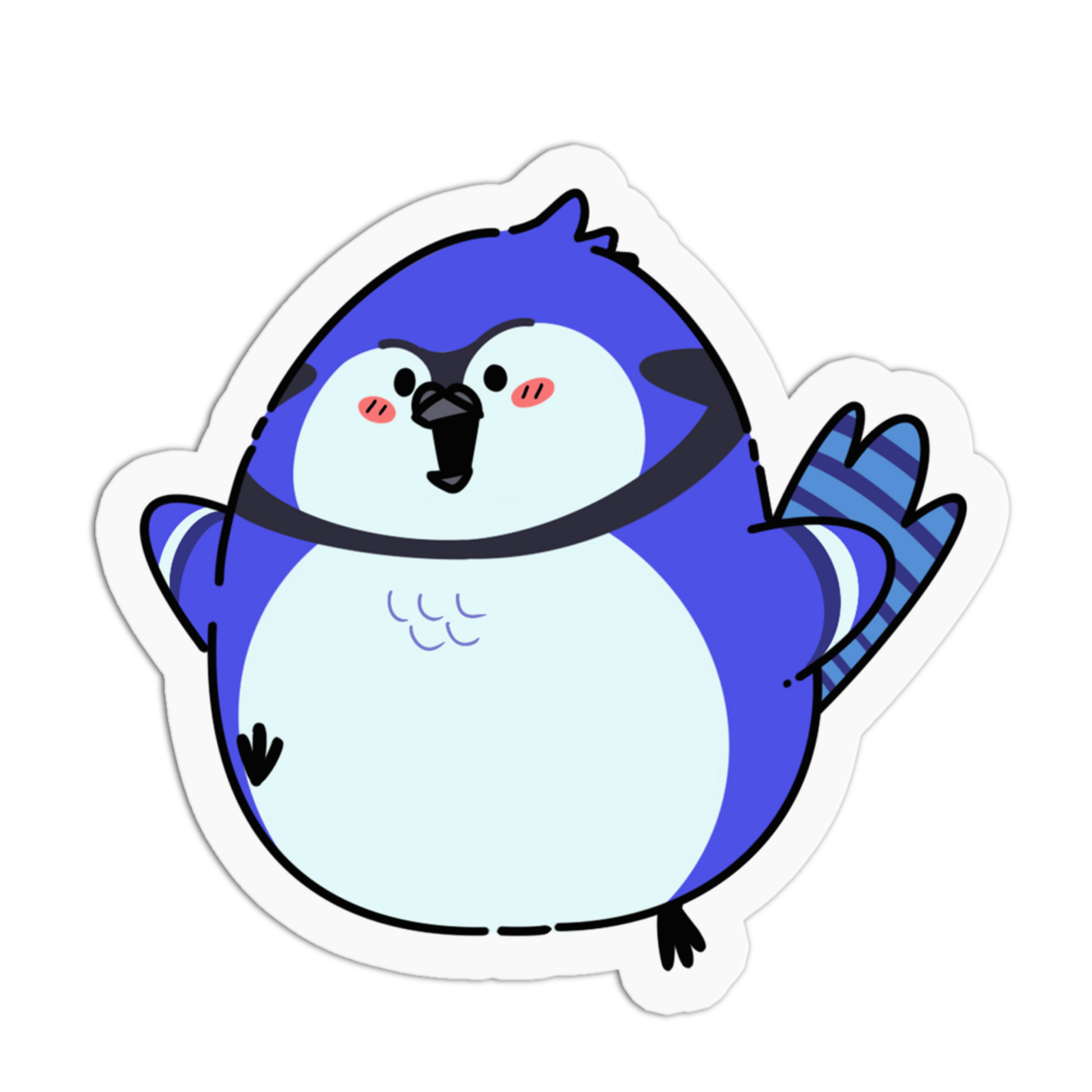Cartoon penguin with a surprised expression on a white background