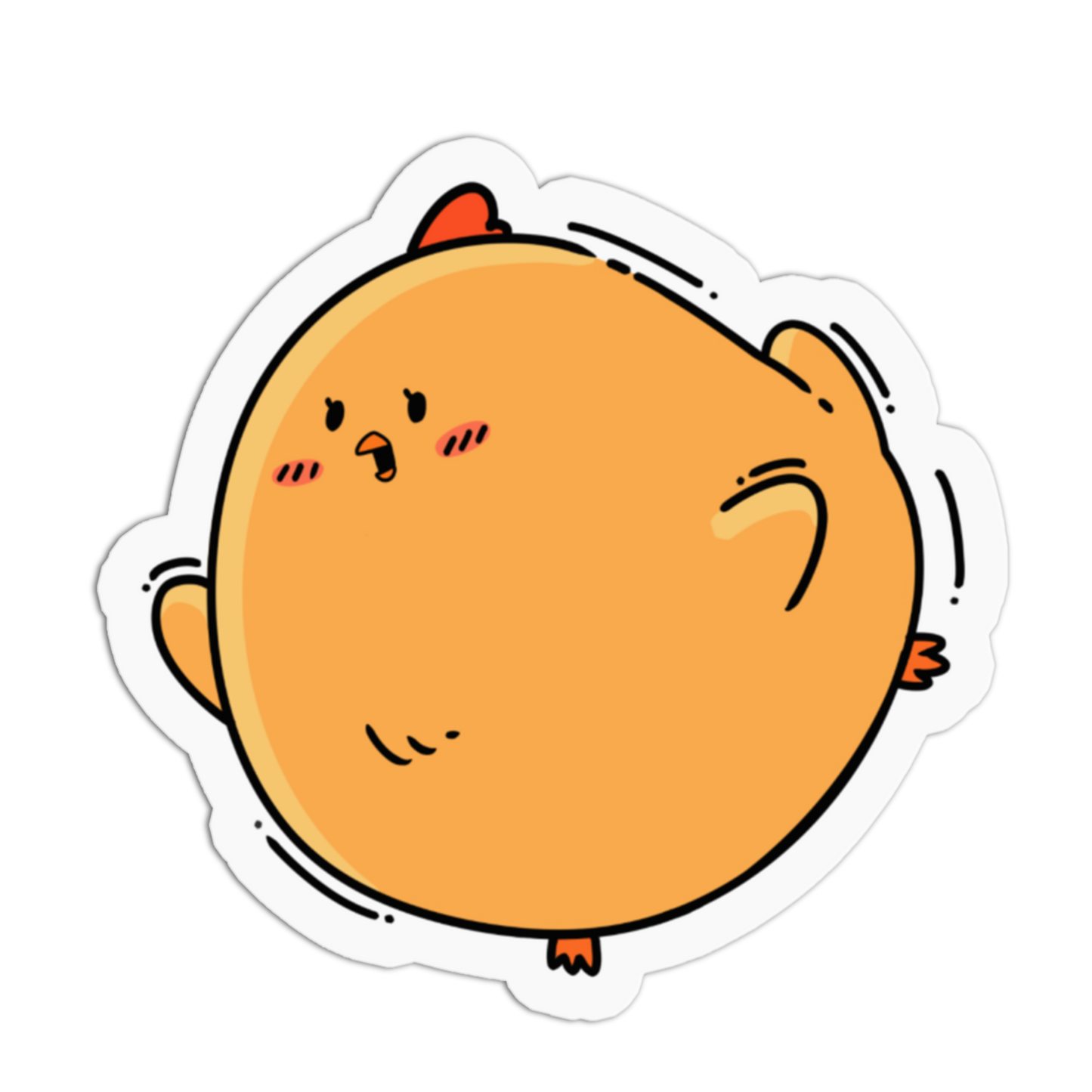 Cartoon chicken character with a sad expression on a transparent background