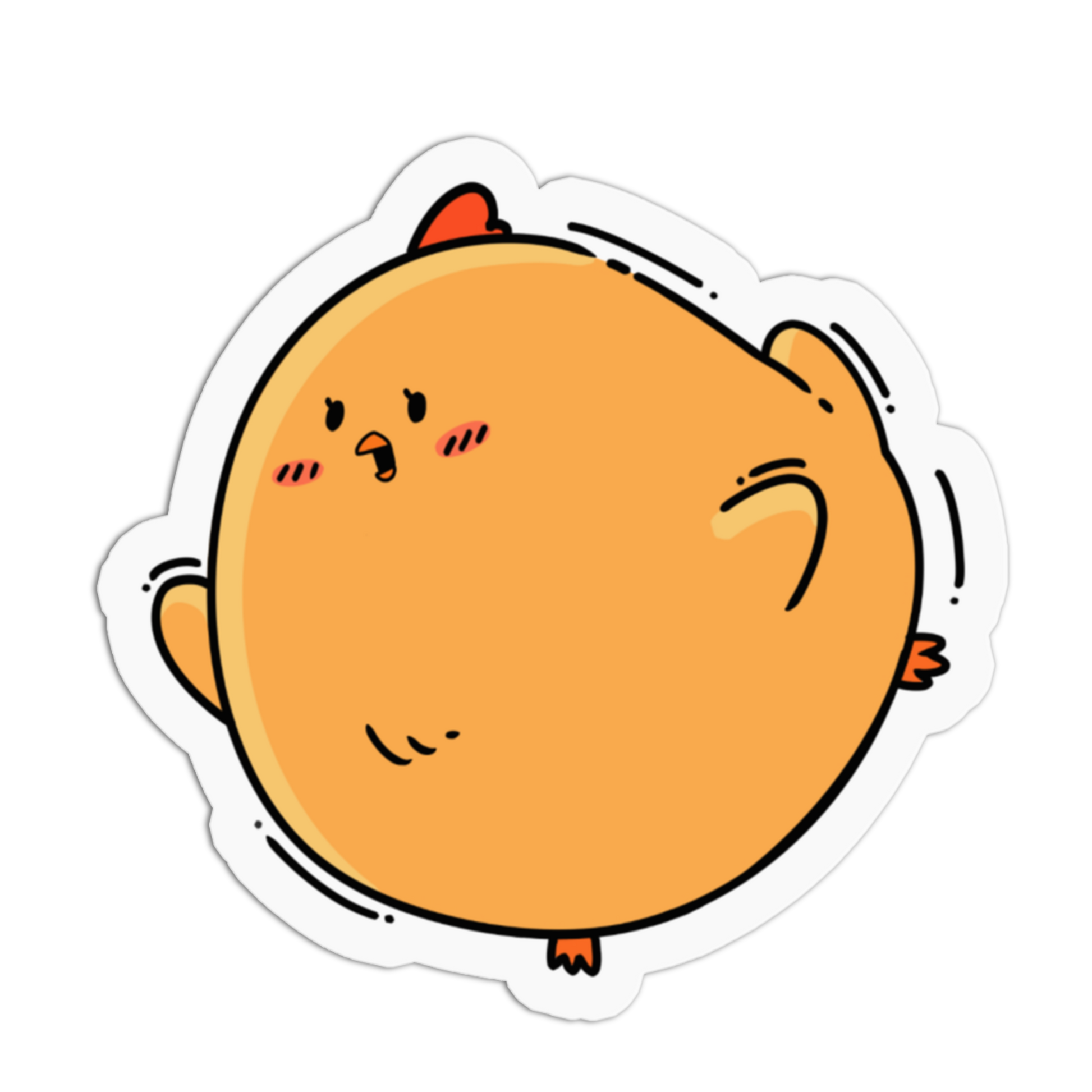 Cartoon chicken character with a sad expression on a transparent background