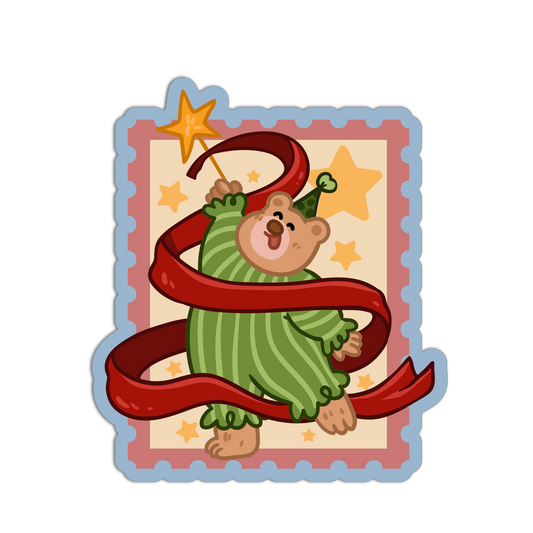 Bear of Bright Tidings Christmas Stamp Stickers