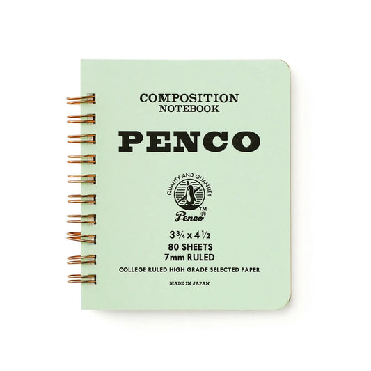 Light green composition notebook with 'Penco' branding on a white background