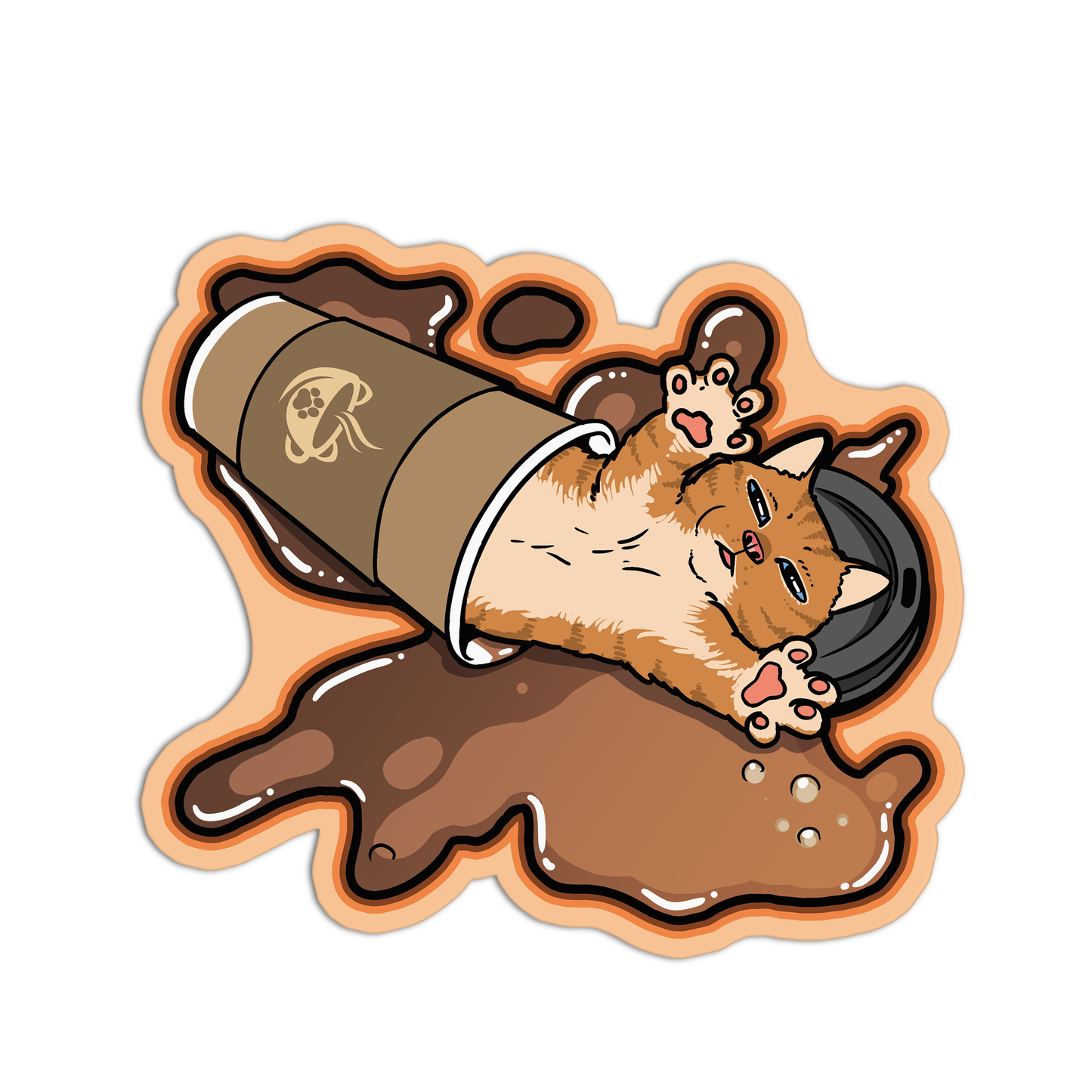 Cat coffee cake spilled