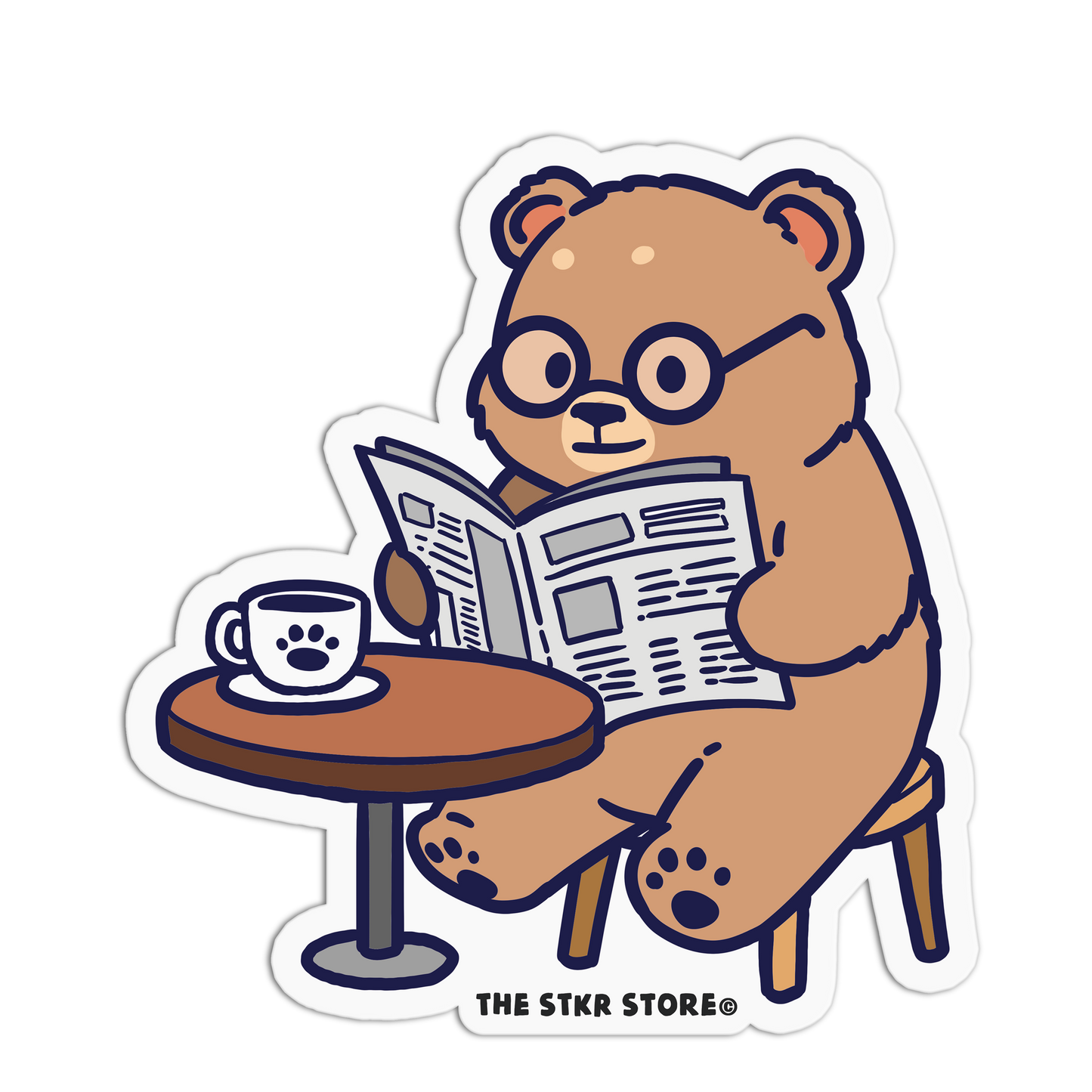 News Reader - Coffee Bear Sticker (Copy) - The Stkr Store