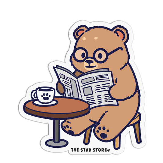 News Reader - Coffee Bear Sticker (Copy) - The Stkr Store