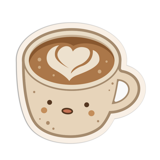 Heart Latte Art Cup Coffee Sticker