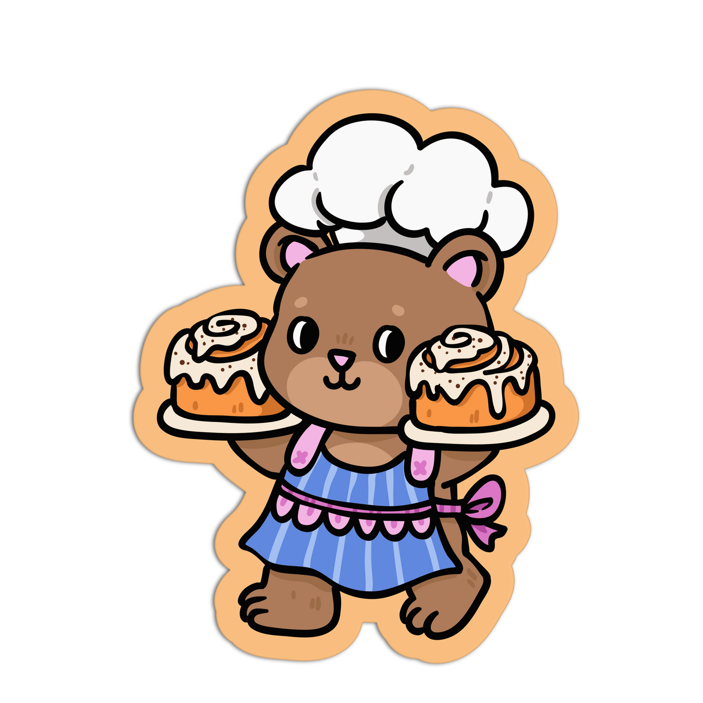 Cinnamon Roll Bear - Coquette Baking Stickers - The Stkr Store
