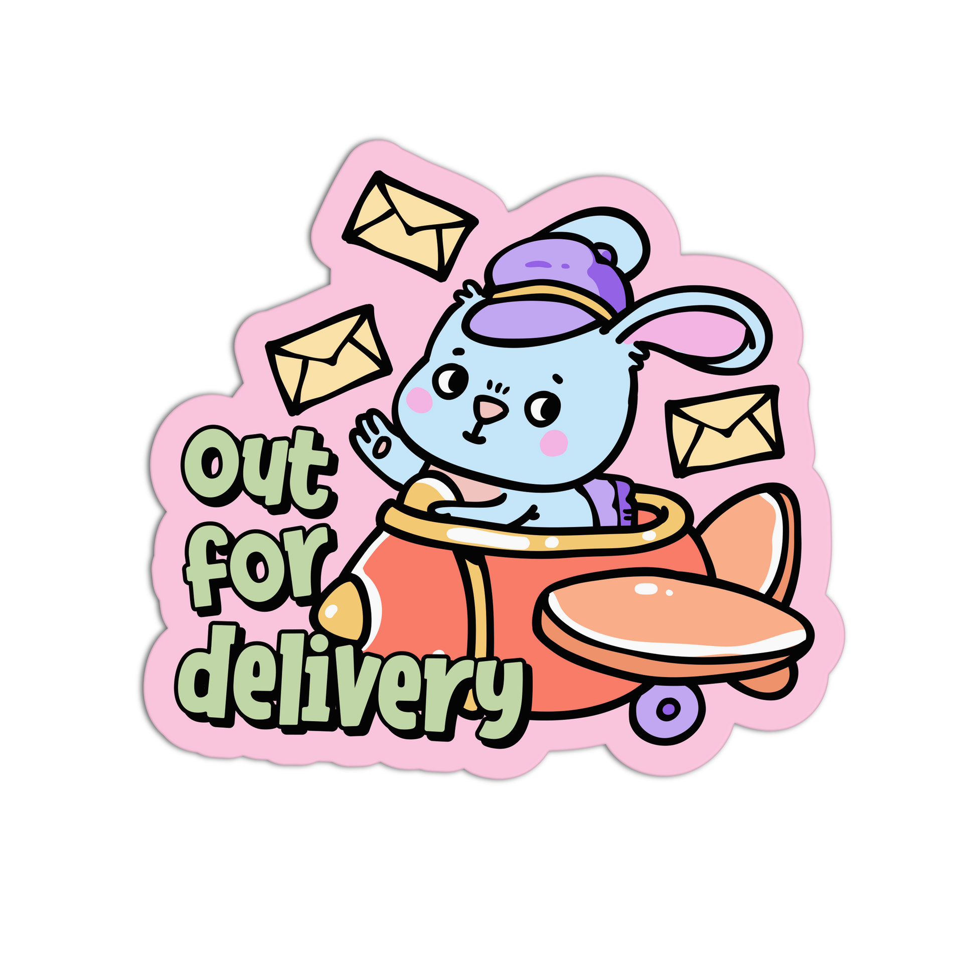 Blue Bunny in Airplane Coquette Mails Sticker - The Stkr Store