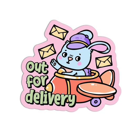 Blue Bunny in Airplane Coquette Mails Sticker - The Stkr Store