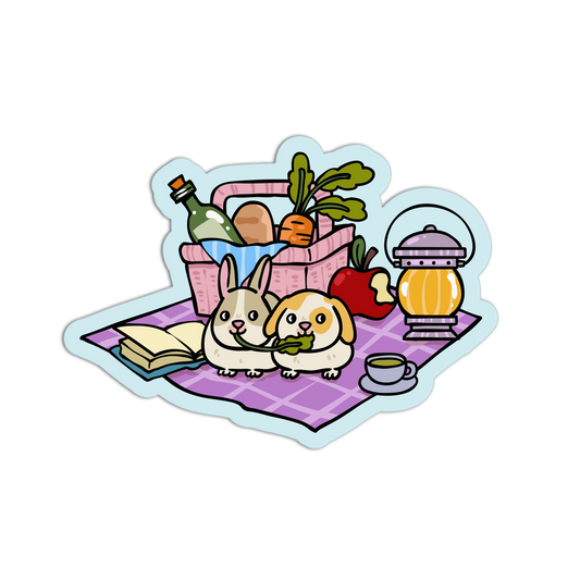 Bunny Basket Feast - Coquette Animal Picnic Sticker - The Stkr Store