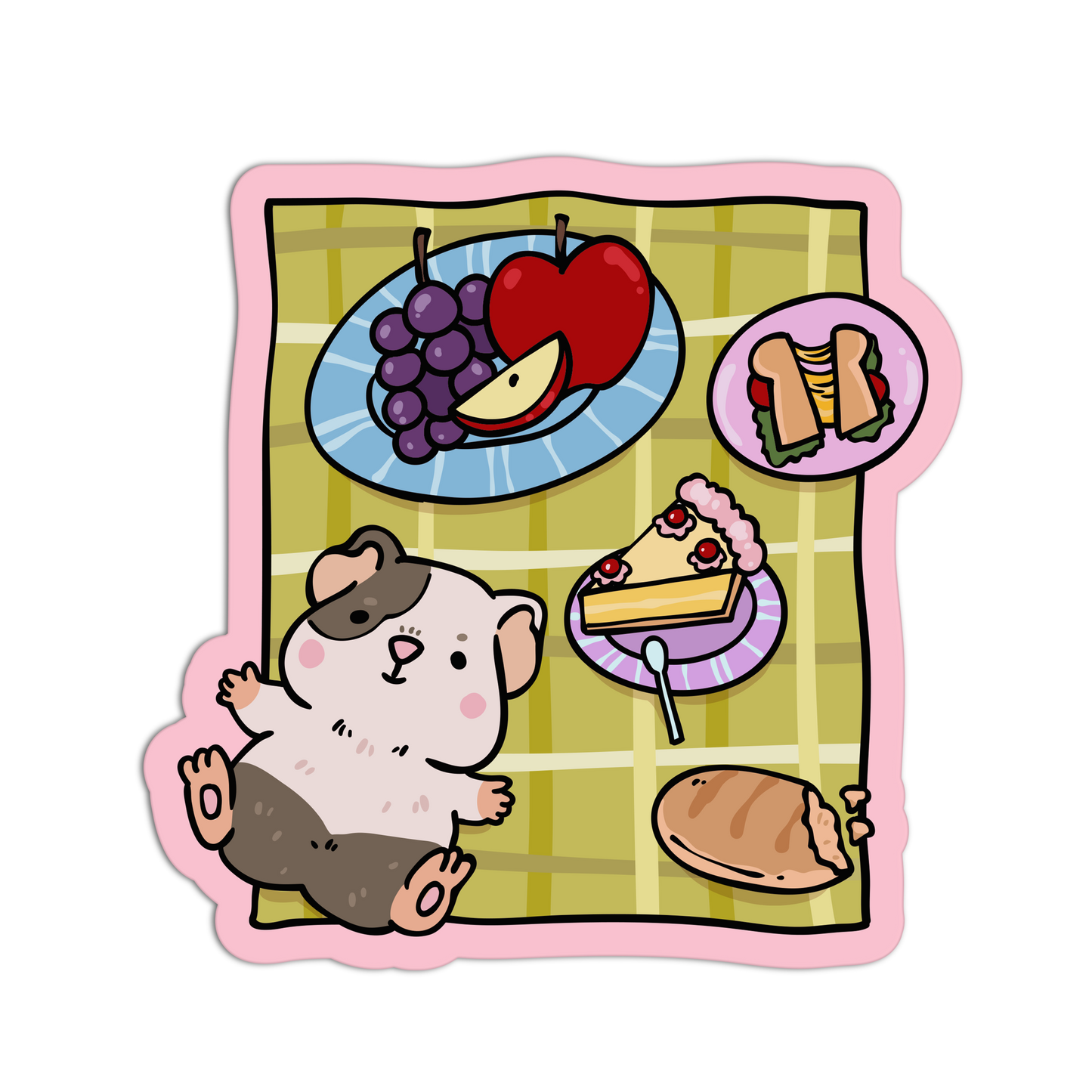 Hamster Nap Time - Coquette Animal Picnic Sticker - The Stkr Store