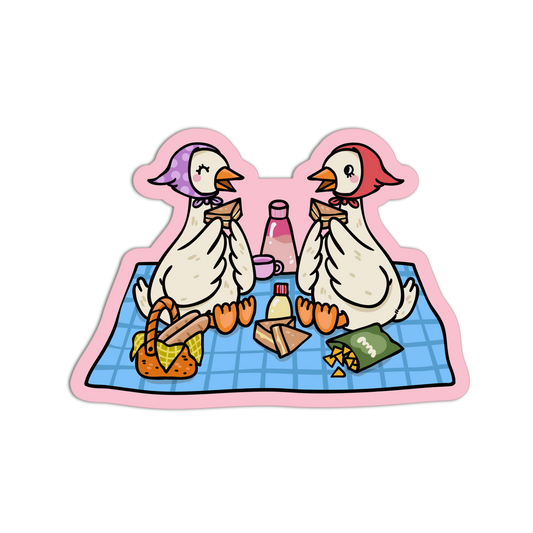 Geese Picnic Sandwiches - Coquette Animal Picnic Sticker - The Stkr Store