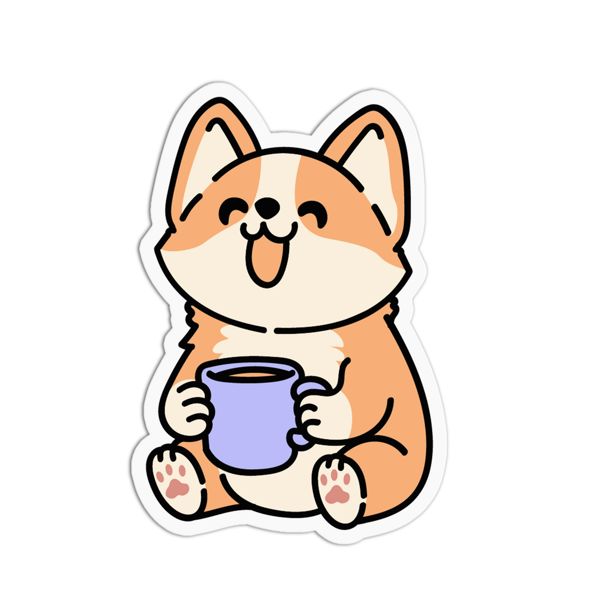 Warm Mug Corgi Sticker
