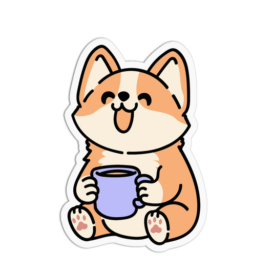 Warm Mug Corgi Sticker