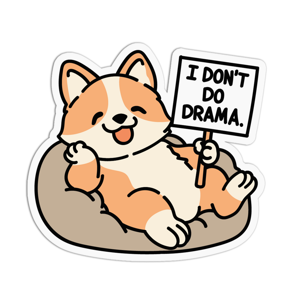 No Drama Corgi Sticker
