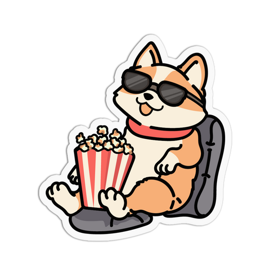 Popcorn Movie Corgi Sticker