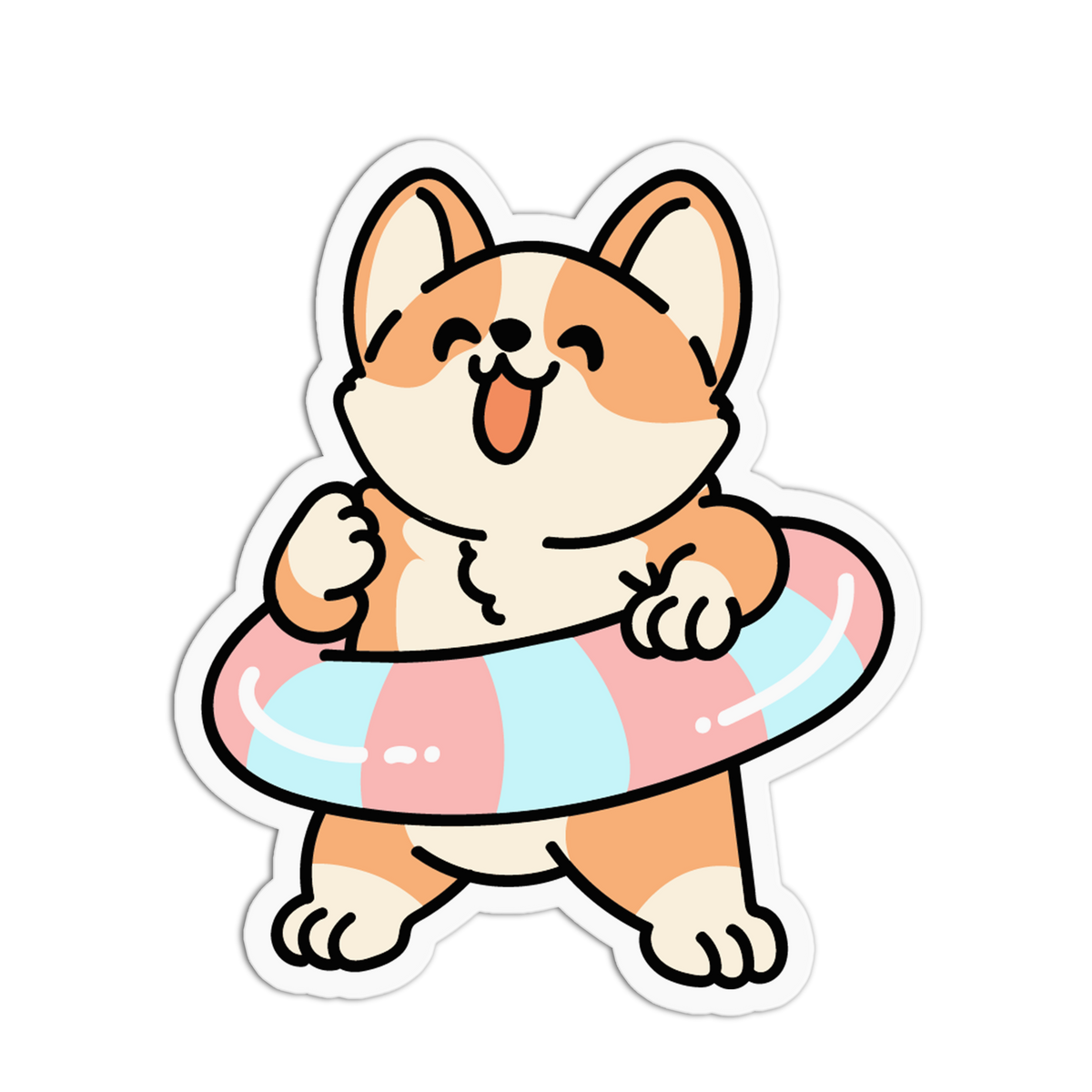 Pool Float Corgi Sticker