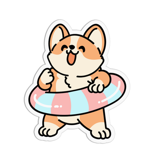 Pool Float Corgi Sticker