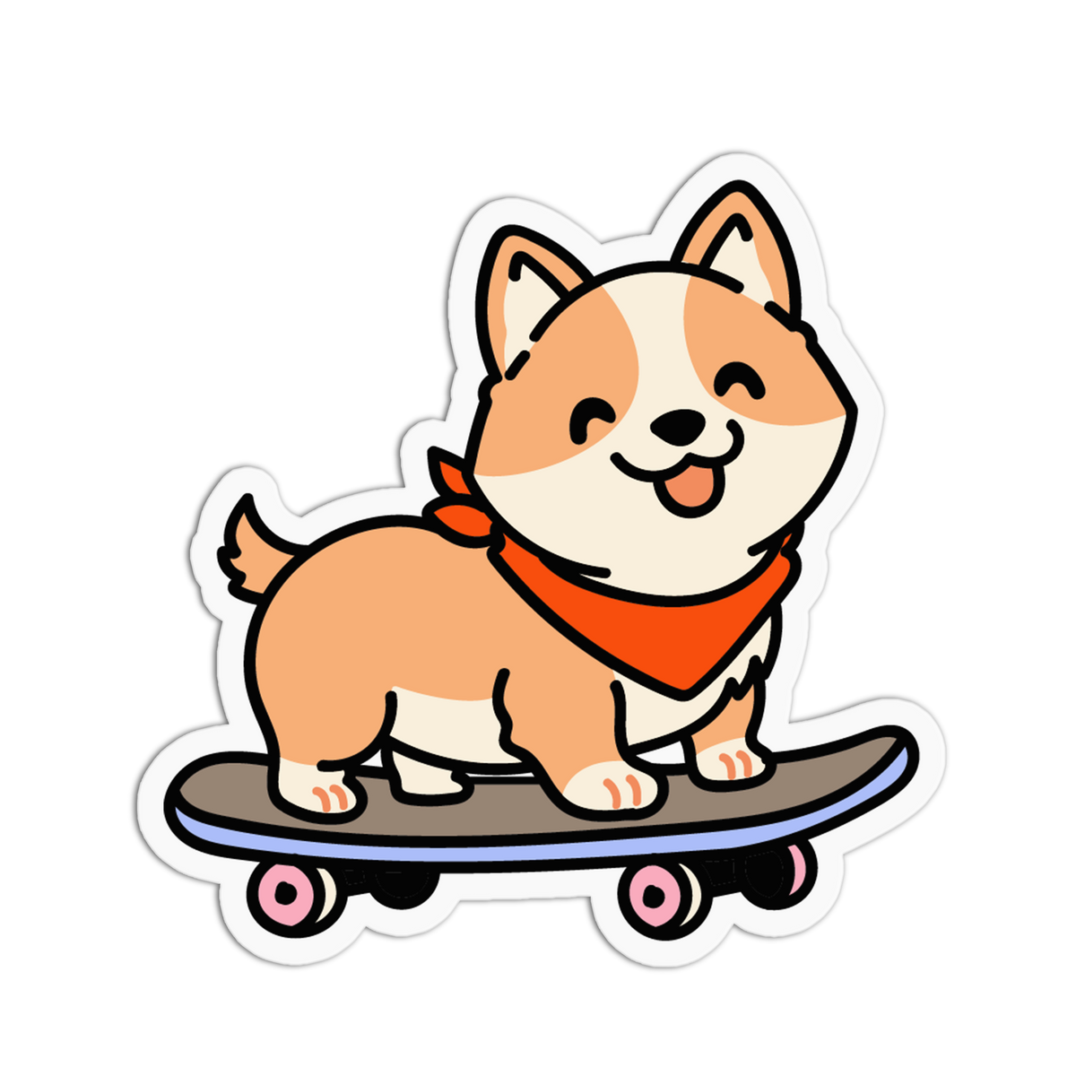Cool Skateboard Corgi Sticker