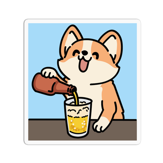Beer Pouring Corgi Sticker