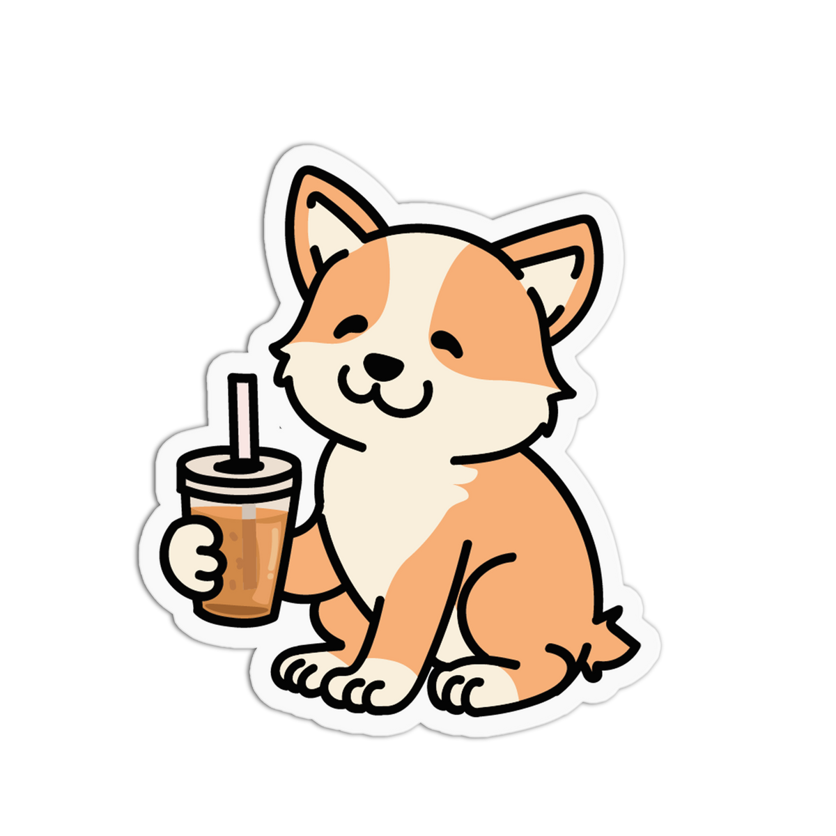 Iced Drink Corgi Sticker