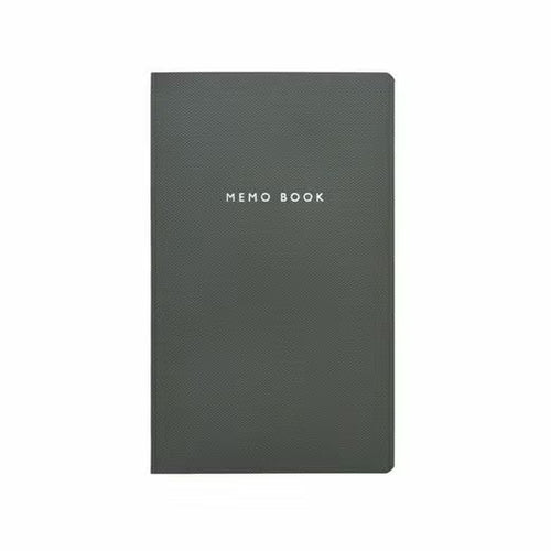 Dark gray memo book with 'MEMO BOOK' text on a white background