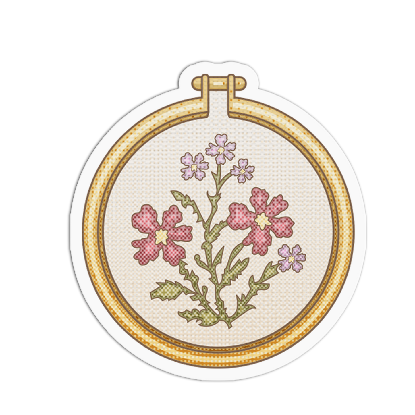 Floral Wooden Embroidery Hoop Cross Stitch Sticker