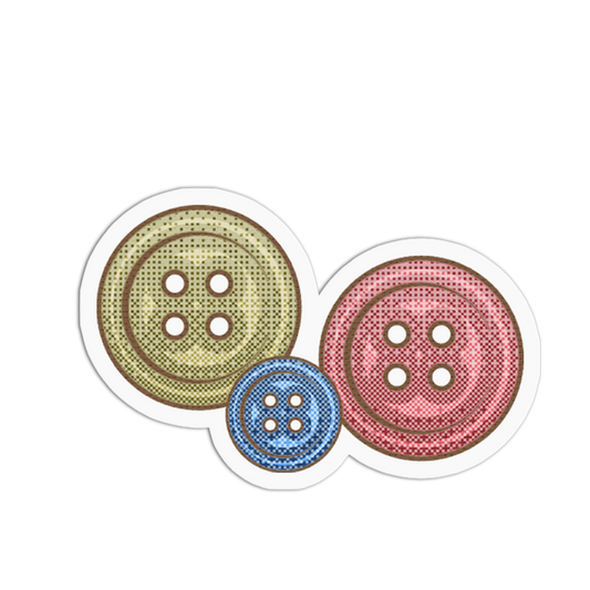 Cute Crafting Buttons Cross Stitch Sticker