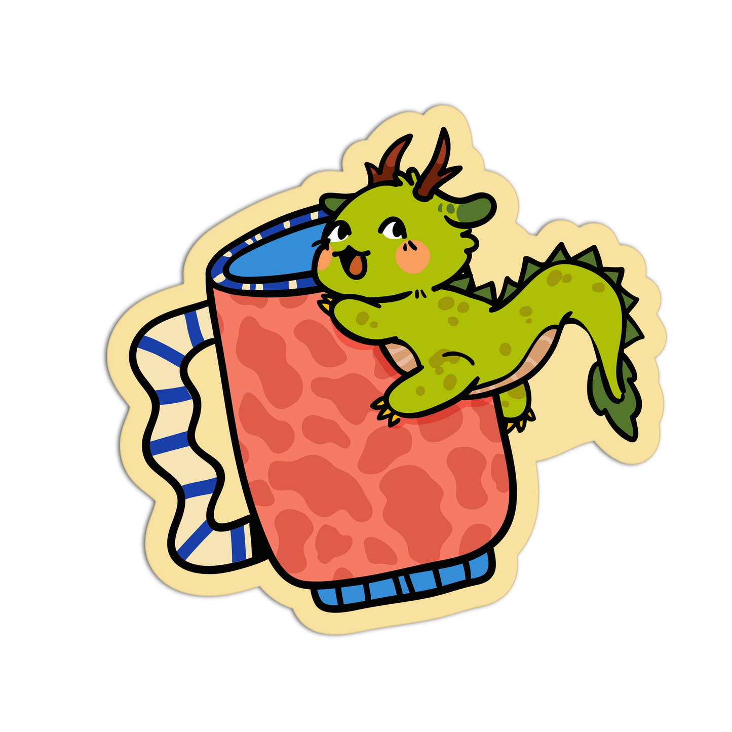 Green Dragon Mug Cute Cups Sticker