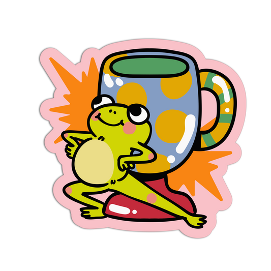 Sassy Frog Polka Cute Cups Sticker