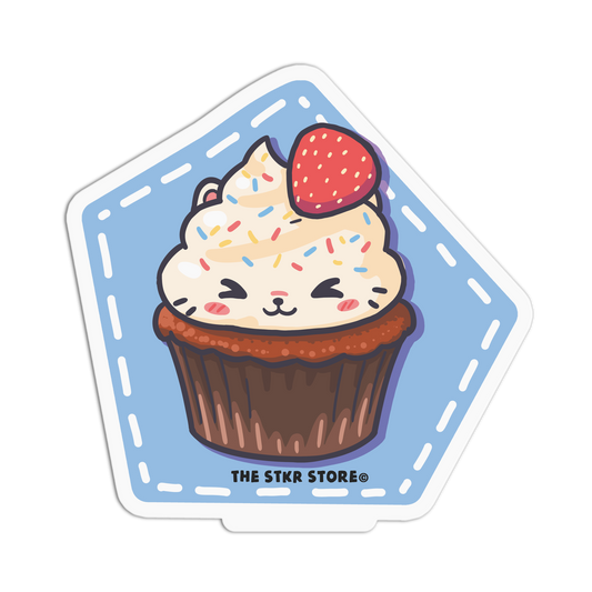Strawberry Cat Cupcake - Cute Dessert Sticker