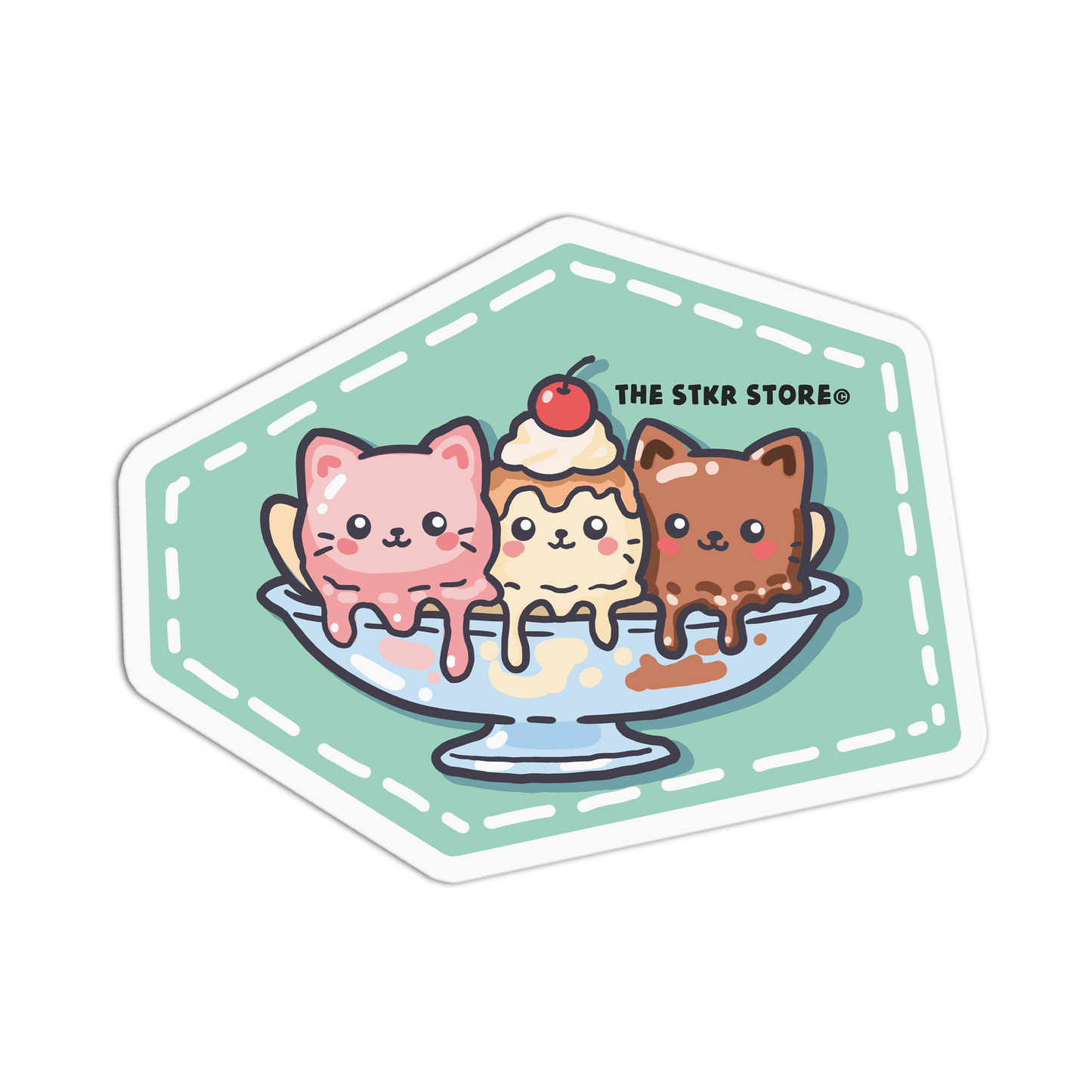 Cat Banana Split - Cute Dessert Sticker