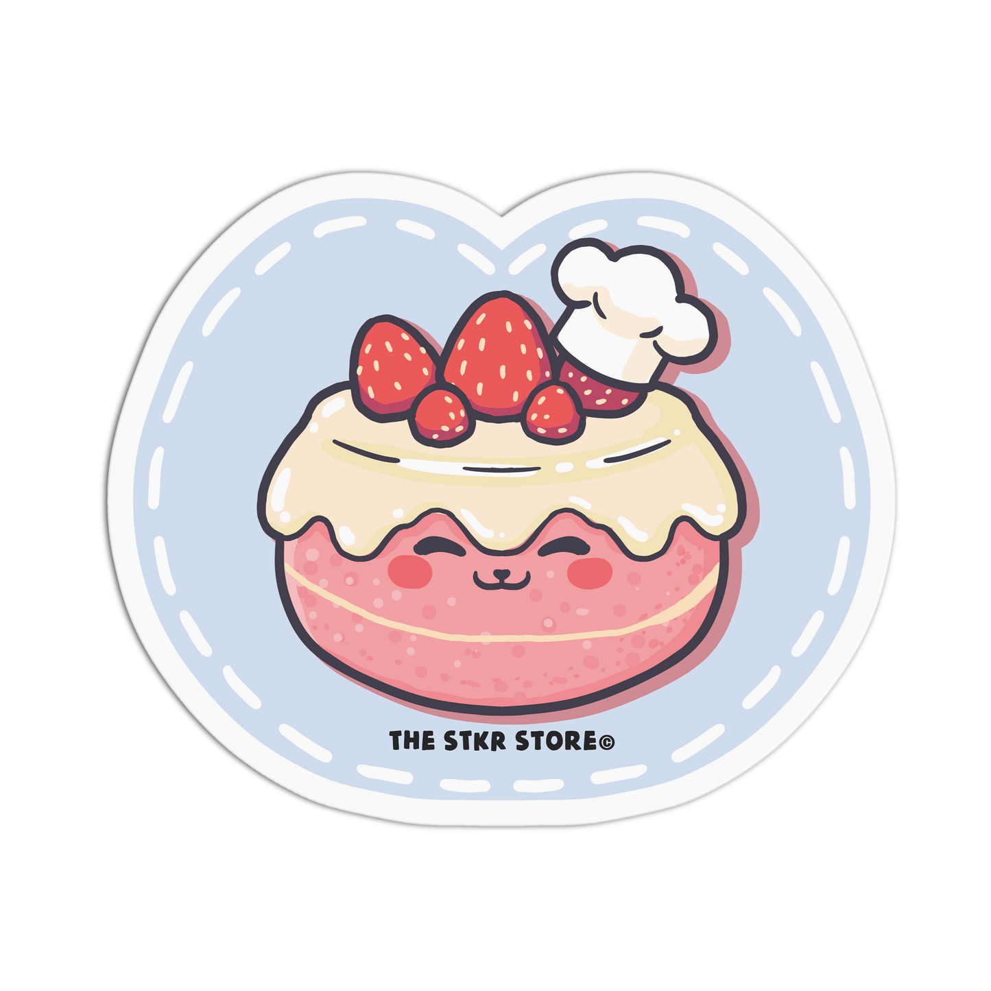 Strawberry Cat Pastry - Cute Dessert Sticker - The Stkr Store