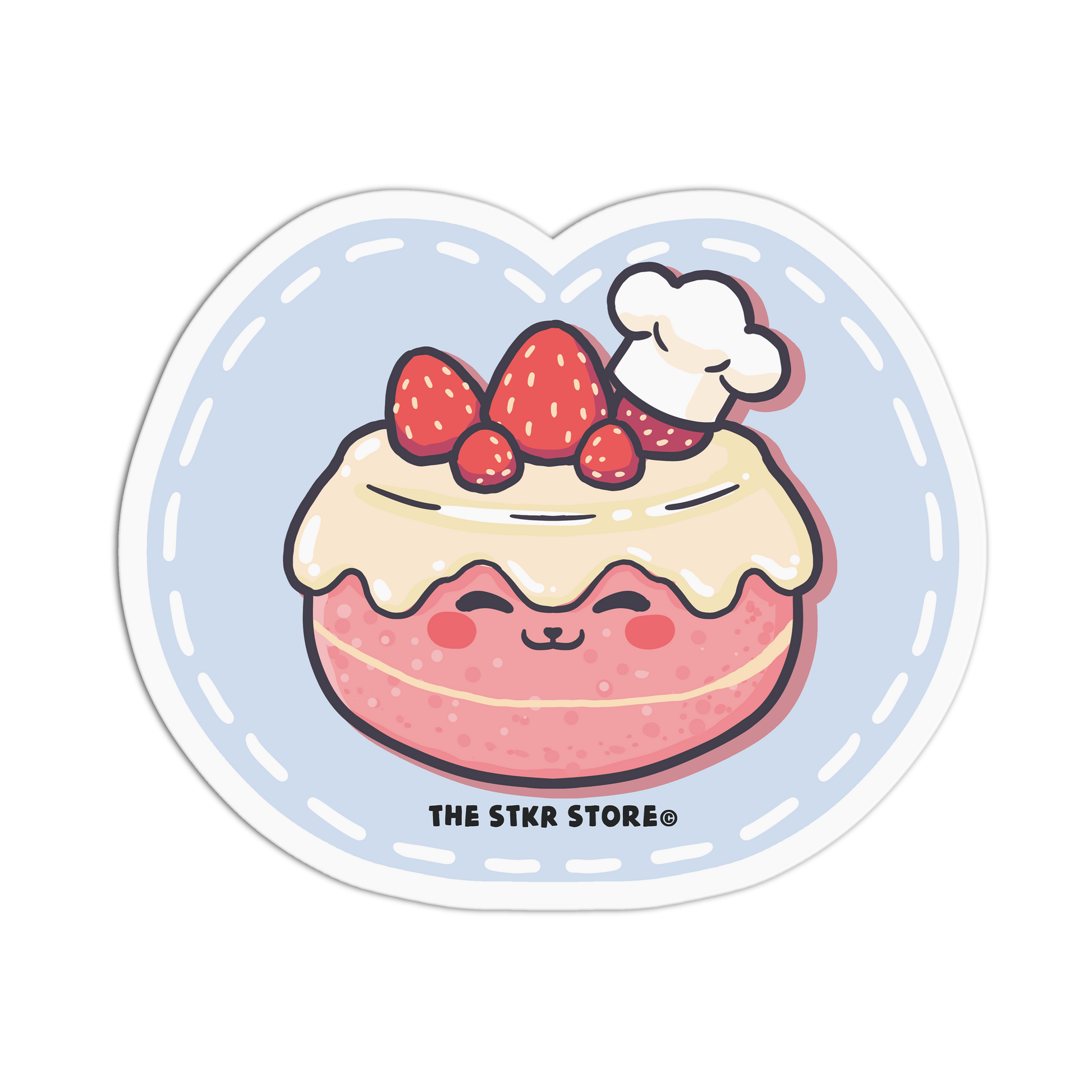 Strawberry Cat Pastry - Cute Dessert Sticker - The Stkr Store