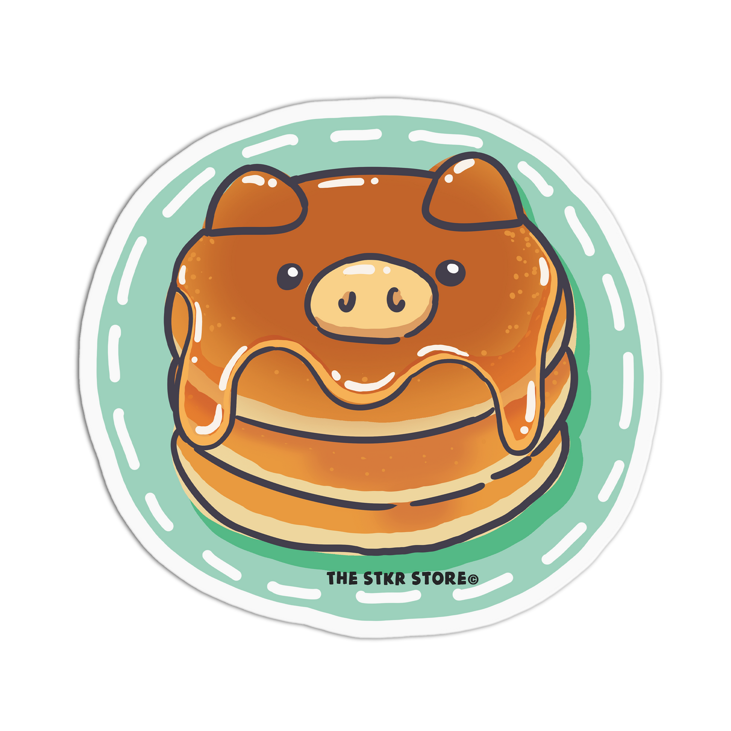 Piggy Pancakes - Cute Dessert Sticker - The Stkr Store