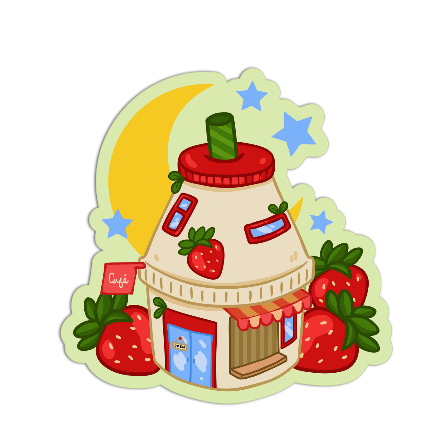 Strawberry Milk Cafe Cute Drinks Sticker - The Stkr Store