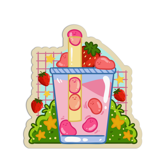 Strawberry Bean Garden Cute Drinks Sticker