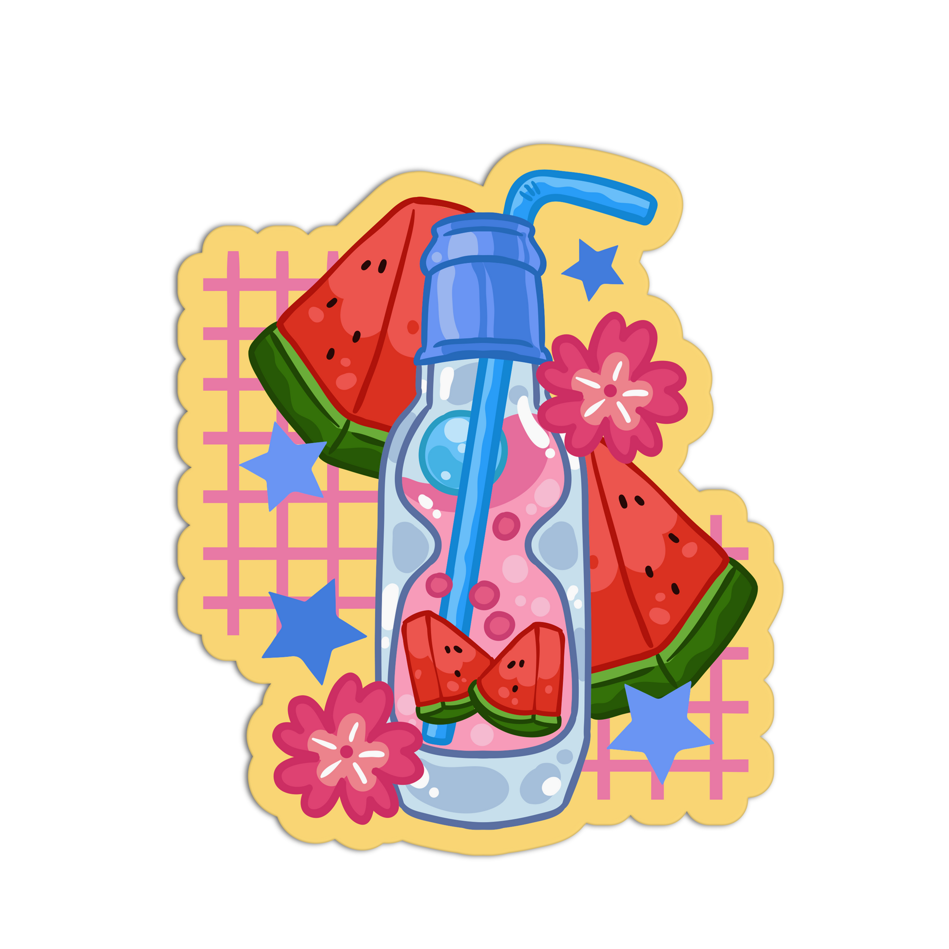 Watermelon Ramune Cute Drinks Sticker - The Stkr Store