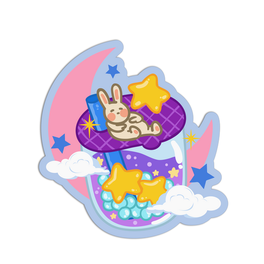 Galaxy Rabbit Boba Cute Drinks Sticker