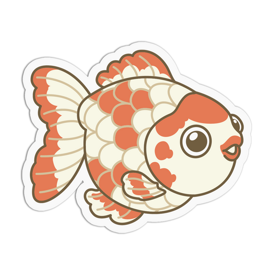 Cartoon goldfish with orange and white pattern on a white background