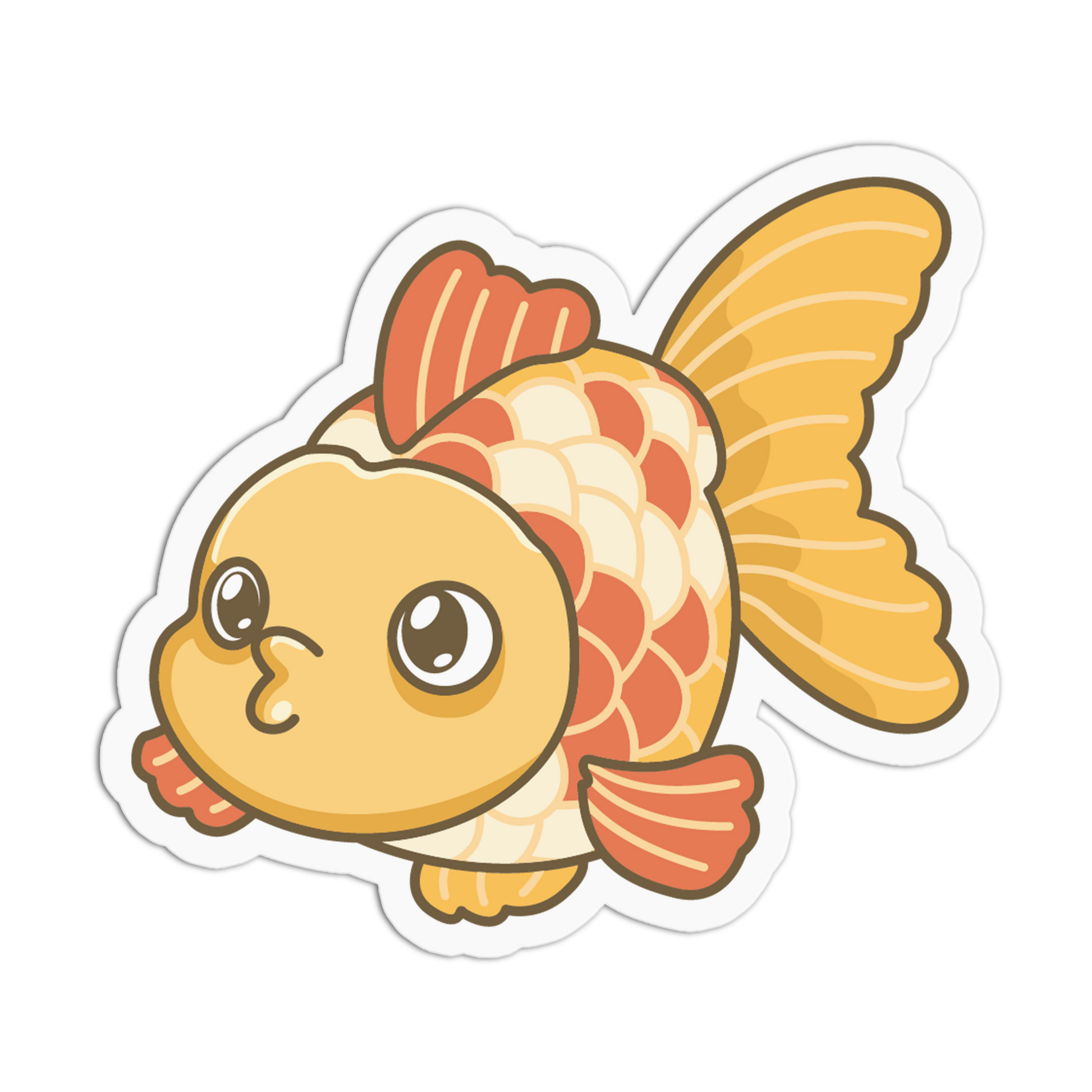 Cartoon goldfish sticker on a white background