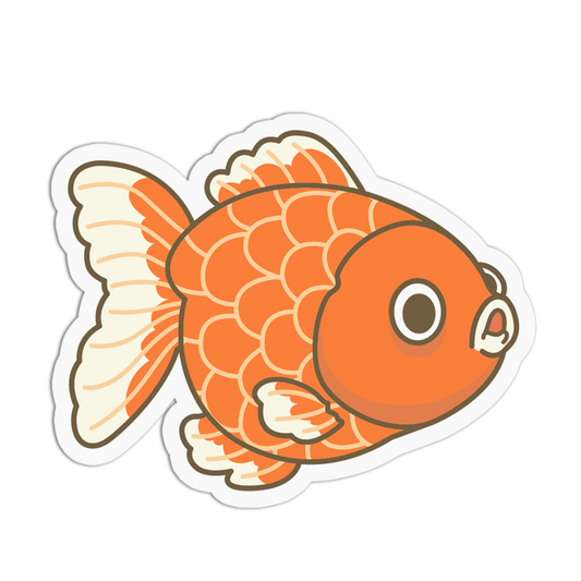 Cartoon goldfish with orange scales and white underbelly on a white background