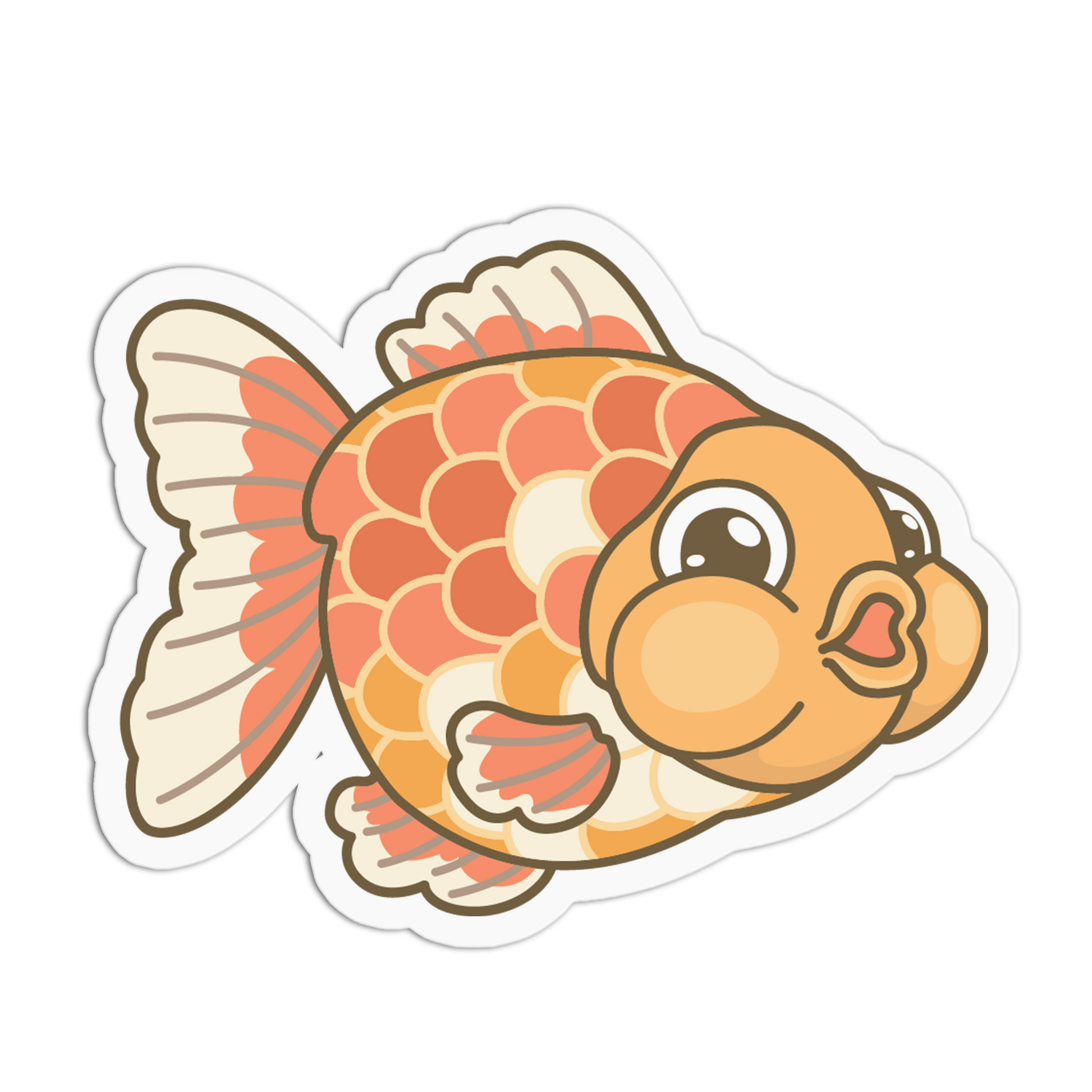 Cartoon goldfish with a smiling face on a white background