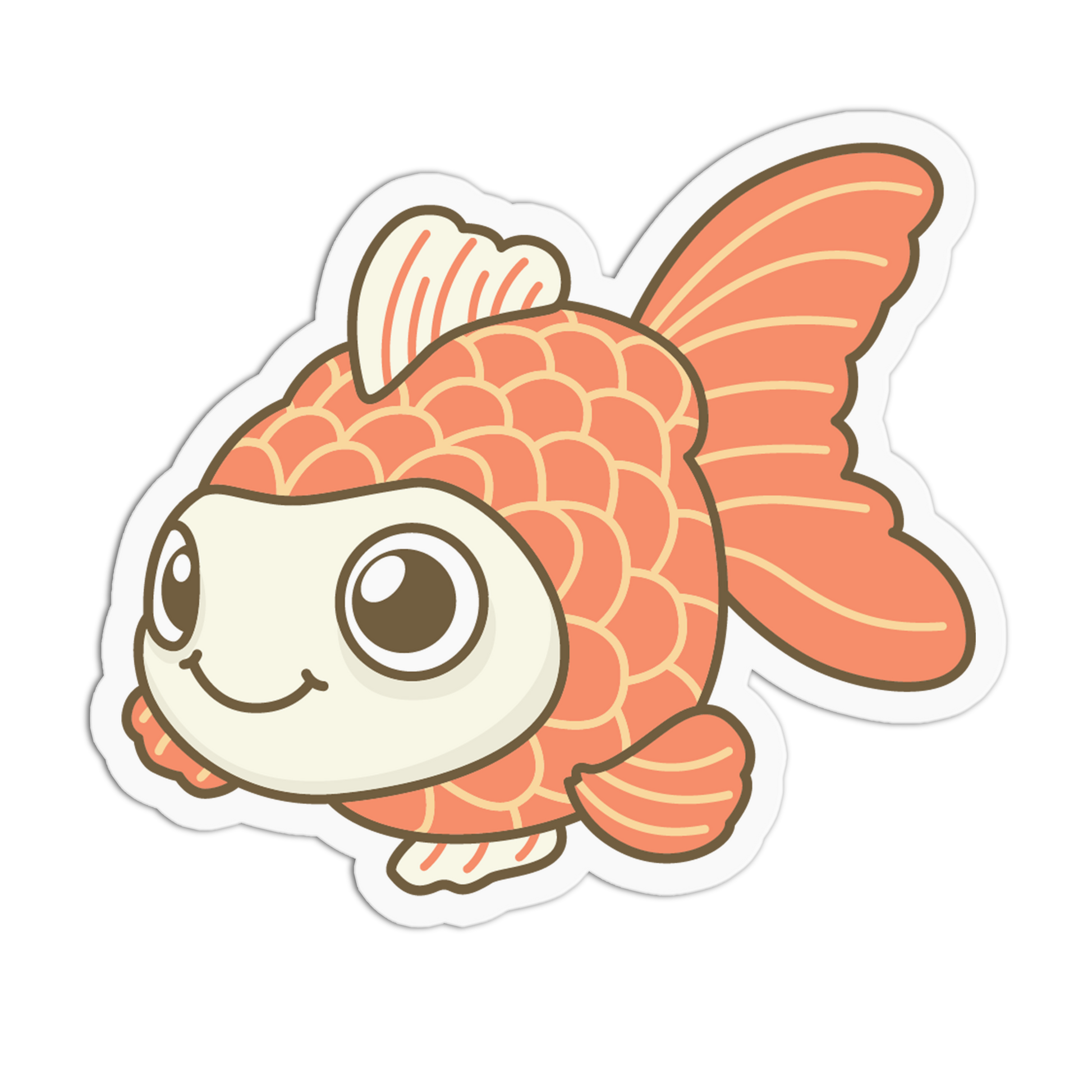 Cartoon goldfish character on a white background