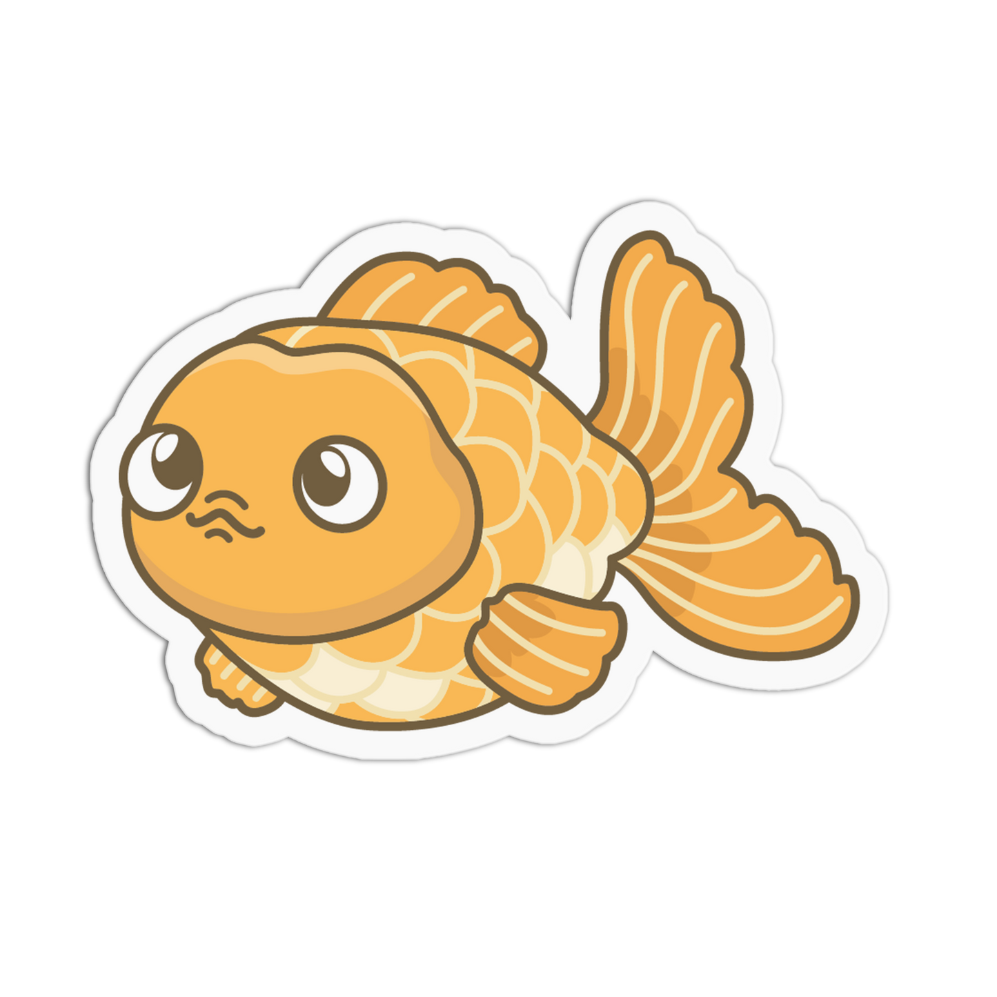 Cartoon goldfish on a white background