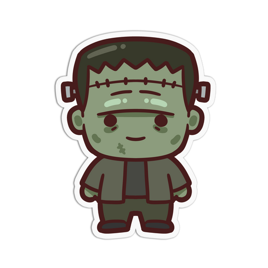 Cartoonish Frankenstein character sticker on a white background